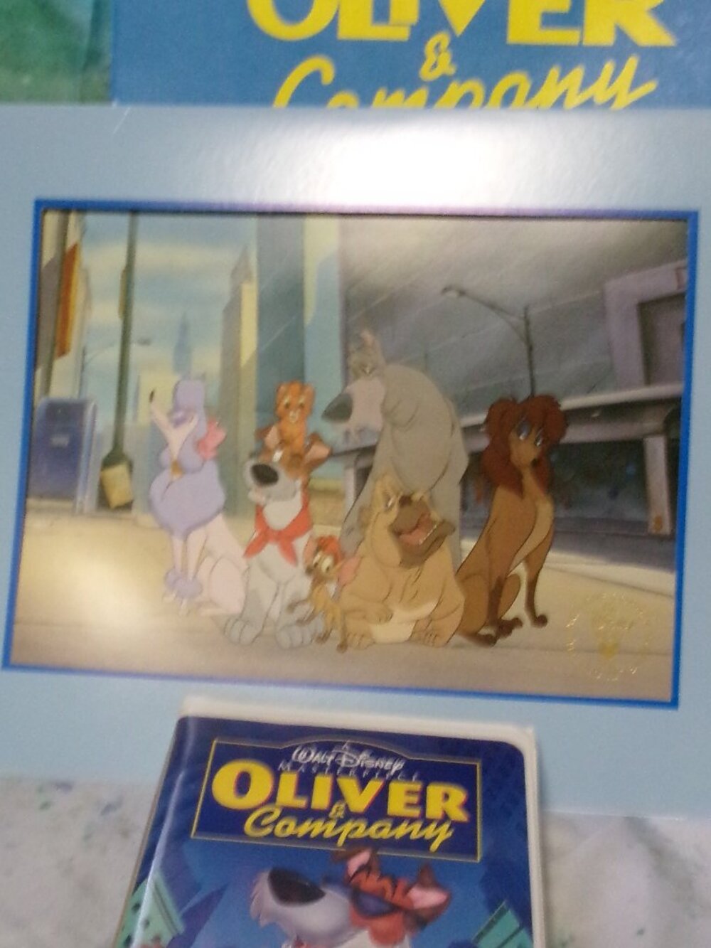 Disney Oliver and Company Lithograph and Masterpiece VHS